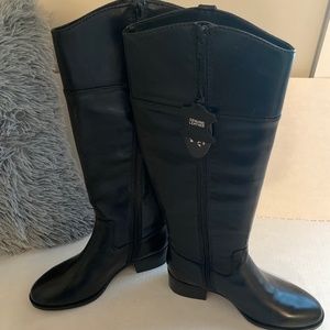 Alfani Bexleyy Black Wide Calf Leather Boots